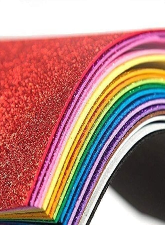 FREEDY A4 Glitter Foam Sheet Sparkles (self Adhesive) 2 mm Thick 10 Different Color, for Art & Craft